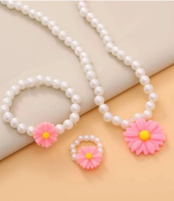 3pcs  Flower Bead Jewelry Set