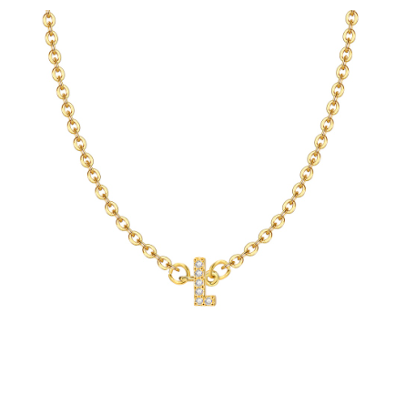 Vnox Initial Choker 18K Gold Letter A-Z Pendant Necklace Accessories for Women L