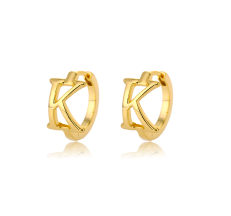 Kaijiang Anting-anting Initial Letter Hoop Earrings For Women A-Z Letter Piercing Stainless Steel Earring Korean Fashion Jewelry K