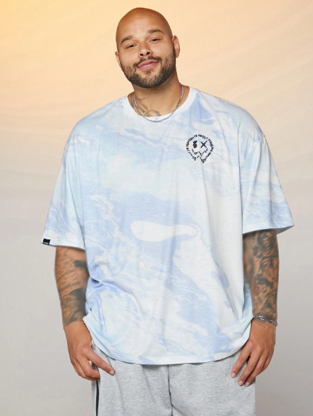 Manfinity CozeMod Men's Plus Size Knitted Printed Loose Short Sleeve T-Shirt