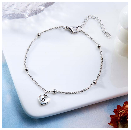 Fashion Silver Plated 26 Letters Initials Alphabet Bracelet Adjustable Bangle Women Jewelry Mother's Day Gift D
