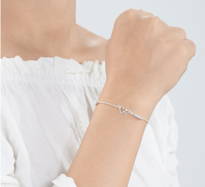 Italy Sterling Silver Twin Heart  Ladies Bracelet