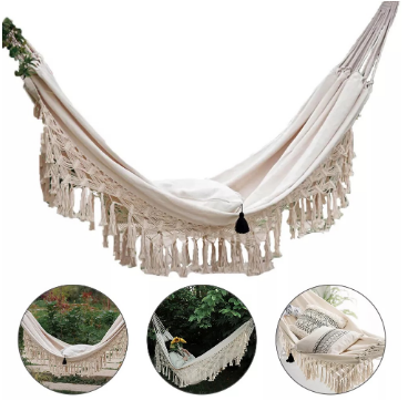 200cm*150cm Hammock Bohemian Style Brazil Lace Tassel Luxury Double Hammock Mesh Chair Indoor Hangin