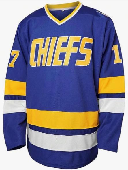 Men's Blue Hockey Jersey Embroidered Sport Shirt Ice Hockey Stick Clothing