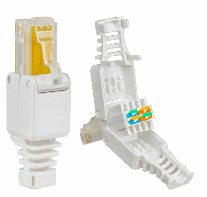 8P8C RJ45 Connector No Crimp CAT6 Plug Portable POE Tool-less CCTV Ethernet Cable Crystal Head