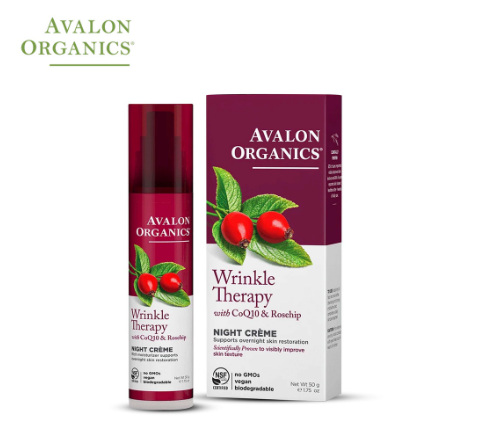 Avalon Organics Wrinkle Therapy With Coq10 & Roseship Night Crème 1.75Oz