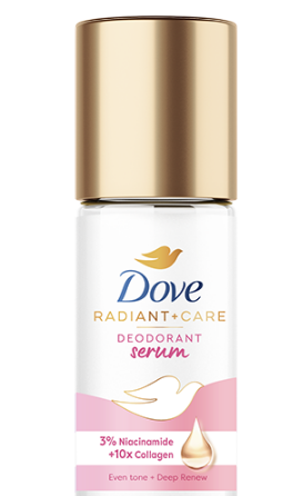 Dove Radiant + Care Deodorant Serum Roll On 3% Niacinamide 10x Collagen Deep Renew 45ml