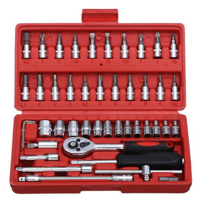 SJW High Quality 46pcs/set Tool Box Car Motorcycle Repair Set Hand Tools Home Service motor DIY