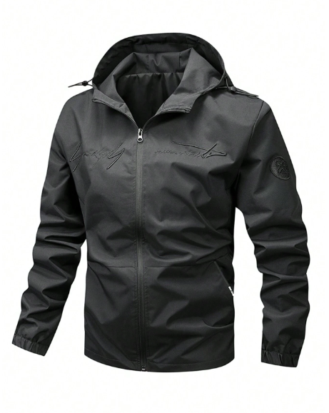 TAI TONG MIAO Men's Solid Color Hooded Zip-Up Long Sleeve Jacket
