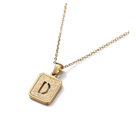 St. Kunkka 316L Stainless Steel Hollow A-Z Letter Pendant Necklace for Gift and Birthday Gift  D
