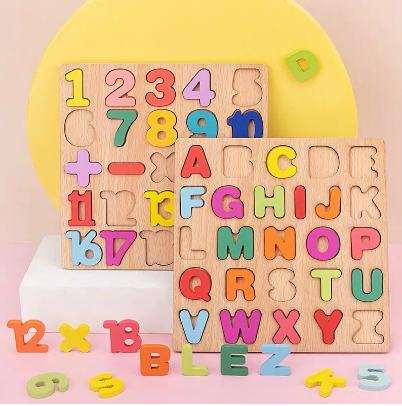 Alphabet Digital Puzzle Wooden Toys Kid Number Letter shape Matching Jigsaw Board Christmas gift