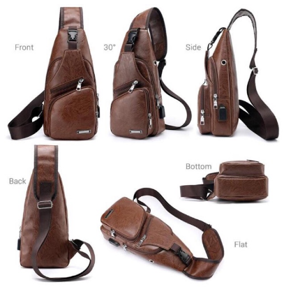 HH Ralph Loop Cross Body Bag Leather Men Sling Bag Anti Theft in