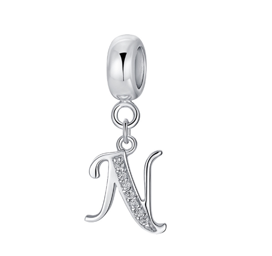 26 English Letter Pendants Suitable For Pandora Bracelet DIY Necklace 925 Silver-Plated Charm Simple Fashion Jewelry Pendant N