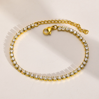 Cubic Zirconia Tennis Charm Bracelet for Women Girls