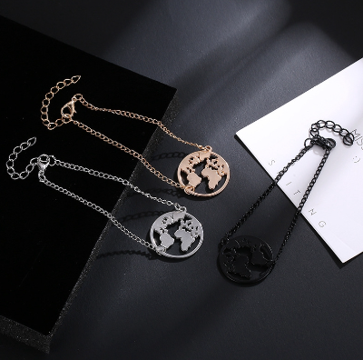 Fashion Women World Map Chain Bracelet