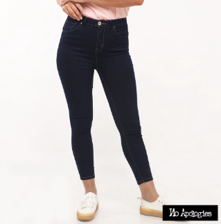 No Apologies Denim Long Pants High Waist Ladies NOB21-0008 Ink WShort Sleeves.Softener