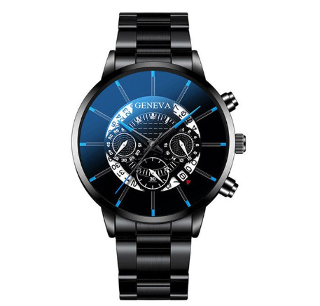 Original GENEVA Men Quartz Watch Casual Waterproof Stainless Steel Watch Men Military Sport Date Watches 10