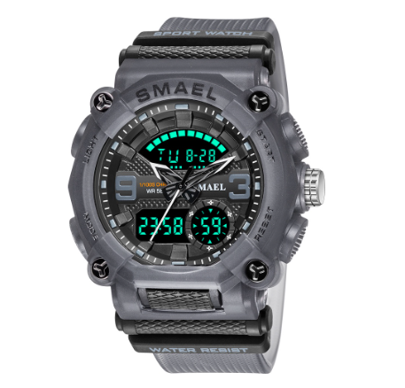 Smael 8052 New Fashion Men's Sports Watch Luxury Brand Military Waterproof Digital Quartz Dual Display Date Wristwatch M06