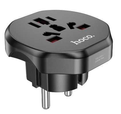 HOCO AC6 Universal Conversion Plug Travel Adaptor Multifunctional All-in-one Charging Adapter Plug EU Wall Charger For Smartphones
