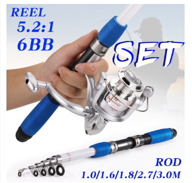 Spinning Telescopic Fishing Rod Combo With 5.1:1 High Speed Spinning Fishing Reel Set