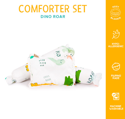 Kozy Blankie White Dino Roar Comforter Set