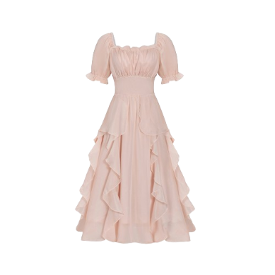 Lovito Elegant Plain Round Neck Short Sleeves Dress for Women LNE05069 (Pink)