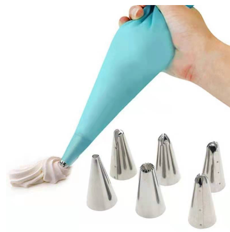 24PCS Nozzle Pastry Bag Cake Decoration Baking Tool Set Random Color Blue Pink