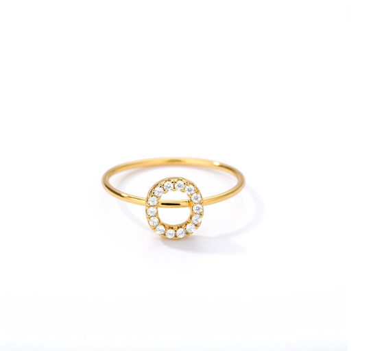 Maxzone Initial Letter Rings For Women Stainless Steel Gold Ring A-Z Letters Finger Ring Couple Wedding Aesthetic Jewelry Gift O