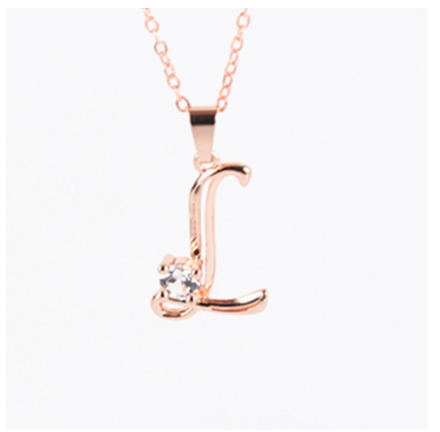 26 Letter Rose Gold Necklace Pendant Classic Fashion Men's and Women's Letter Diamond Necklace Jewelry Wholesale L
