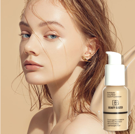 BEAUTY GLAZED Liquid Foundation HD Full Coverage Soft Matte & Poreless Finish Waterproof Ultra-HD Face Makeup 30ML