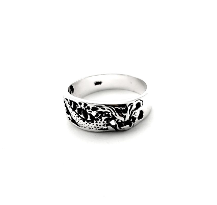Unisilver 925 Sterling Oxidized Dragon Unisex Ring