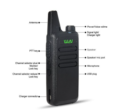 WLN KD-C1 5W 16 Channel UHF 400-470MHz Two-Way Walkie Talkie Radio