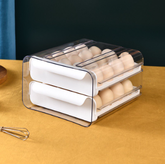 DHD 32 Grid Egg Tray Double Layer Drawer Type Egg Storage Organizer Rack
