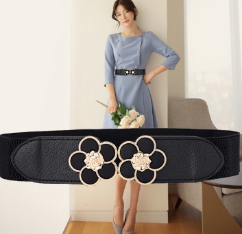 Fashion Women's Belt Black Elastic Elastic Belt Metal Buckle Design Good For Skirt