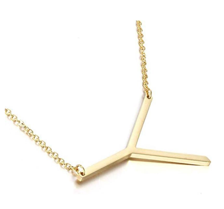 Stainless Chain with Letter Pendant Necklace Y
