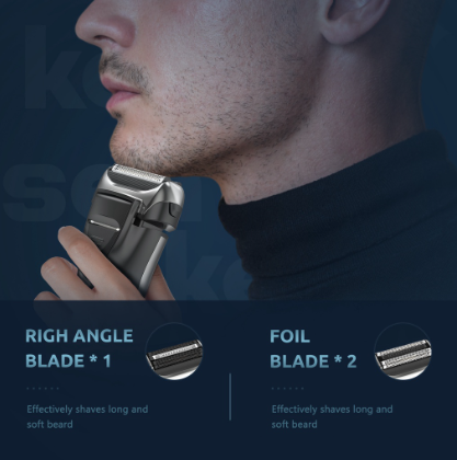 Kensen Electric Men's Shaver 3 Flexible Blades Foil Led Display Wet Dry With Precision Trimmer