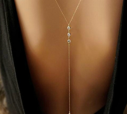 Simple Diamond Inlaid Exposed Back Chain Necklace Body Chain Back Neck Chain Simple Women's Back
