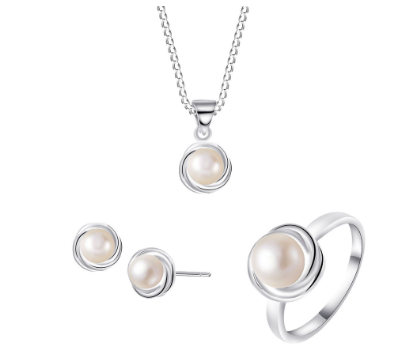 Silver S088 Italy 925 Pearl Ladies Set