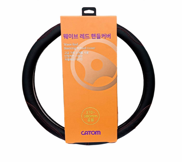 Catom Steering Wheel Cover Wave Red 370-380mm SJ-37 (Black/Red)