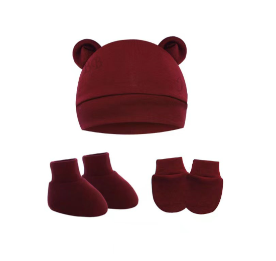 Baby hat Baby Mittens Booties Set newborn cap infant hats fashion Soft Cotton newborns Beanie 47