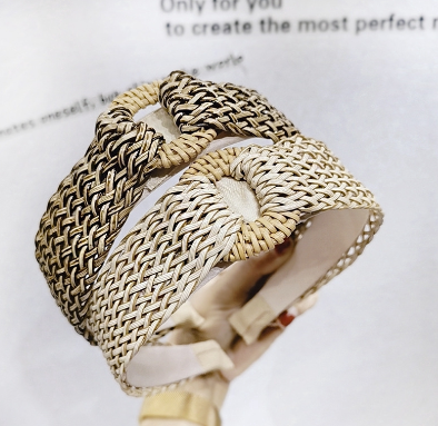 Korean Retro Women's Weave Headband Simple Wide Mesh Headband Hair Hoop Accessories