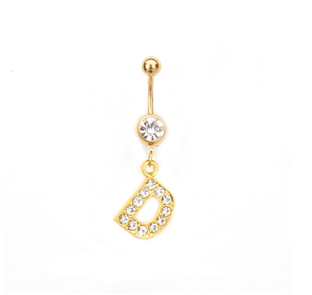 Body Piercing Drop Dangle Belly Button Rings Navel 26 Letter Ring Jewelry Sexy D