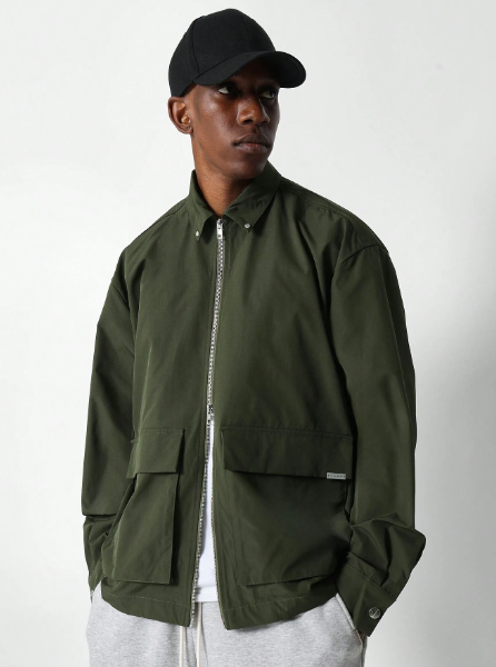 SUMWON Nylon Zip Through Shirt With XL Front Pocket