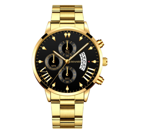 Luxury Men Stainless Steel Quartz Watch Business Casual Calendar Wrist Watch 05
