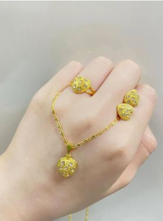 18K Necklace Set (Heart/Pearl/Diamond)