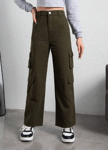 Teen Girl Flap Pocket Side Cargo Jeans