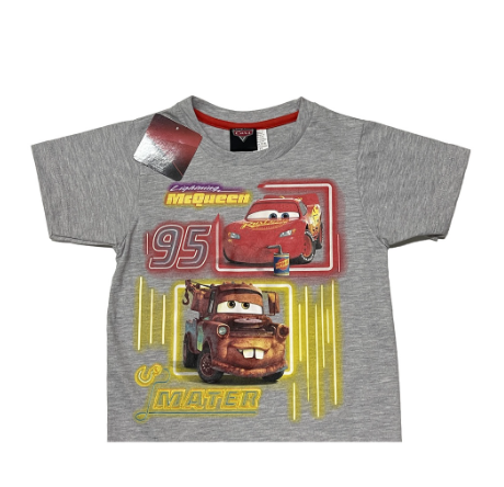 Disney Cars 95 Tandem Neon Boys Toddlers Gray T-Shirt