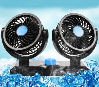 VANA 12V 360 Degree All-Round Adjustable Car Auto Air Cooling Dual Head Fan Low Noise