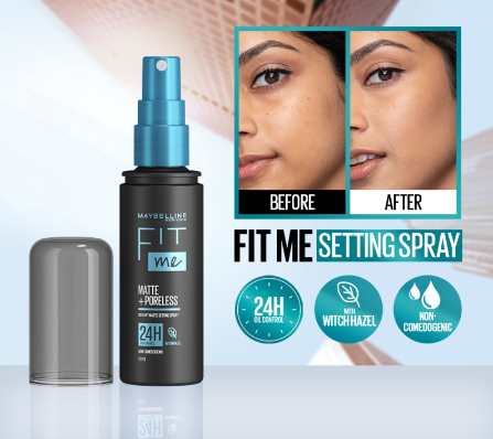 Maybelline Fit Me Setting Spray (60mL) - 24HR Oil Control, Waterproof, Longlasting, Matte Finish