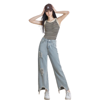 Lovito Women Casual Plain Zipper Jeans L64AD089 (Blue)